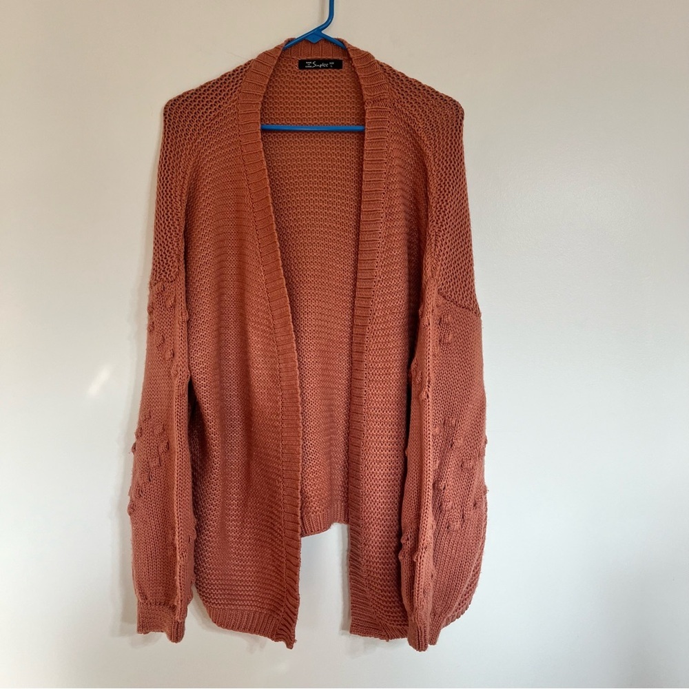 Women's Simplee‎ Open Knit Cardigan Dark Orange Like Color